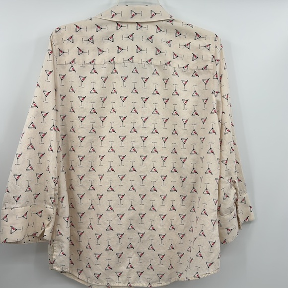 Foxcroft Martini Print Button down shirt-Size 16 - Picture 3 of 7